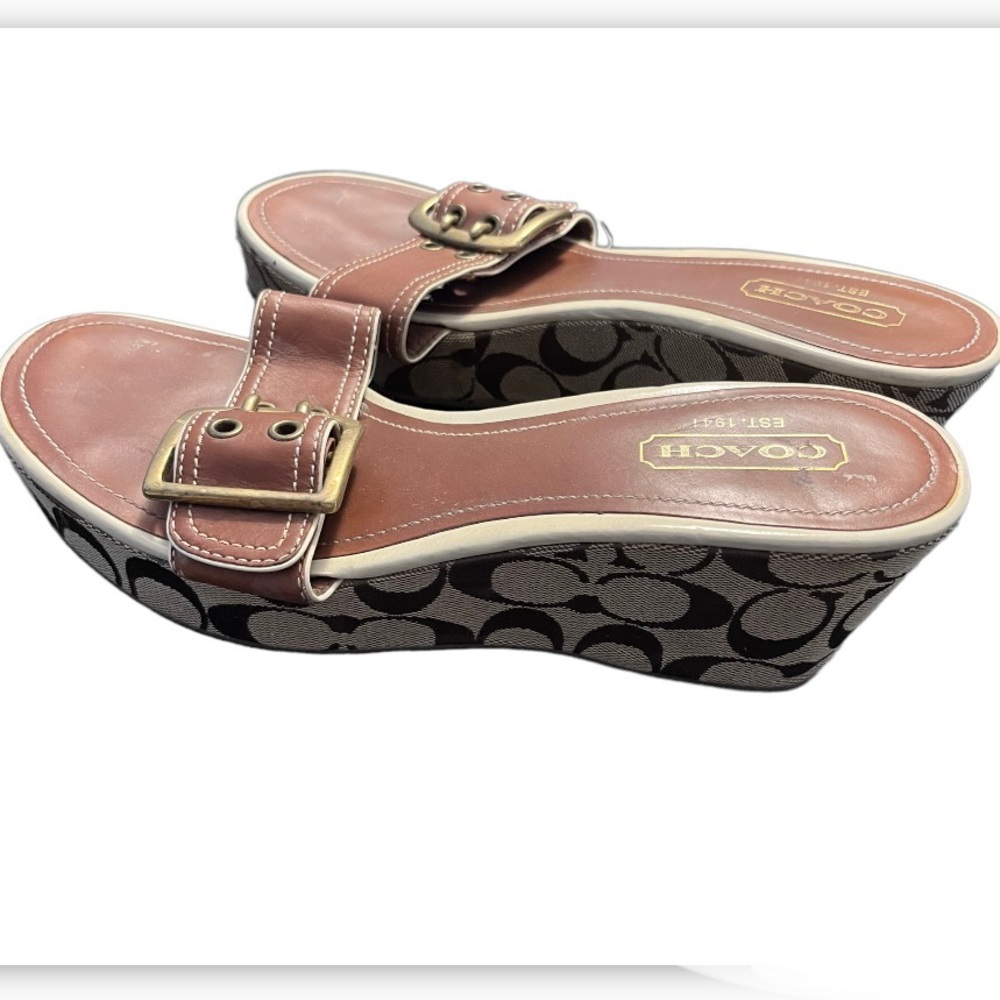 MONOGRAM COACH WEDGES